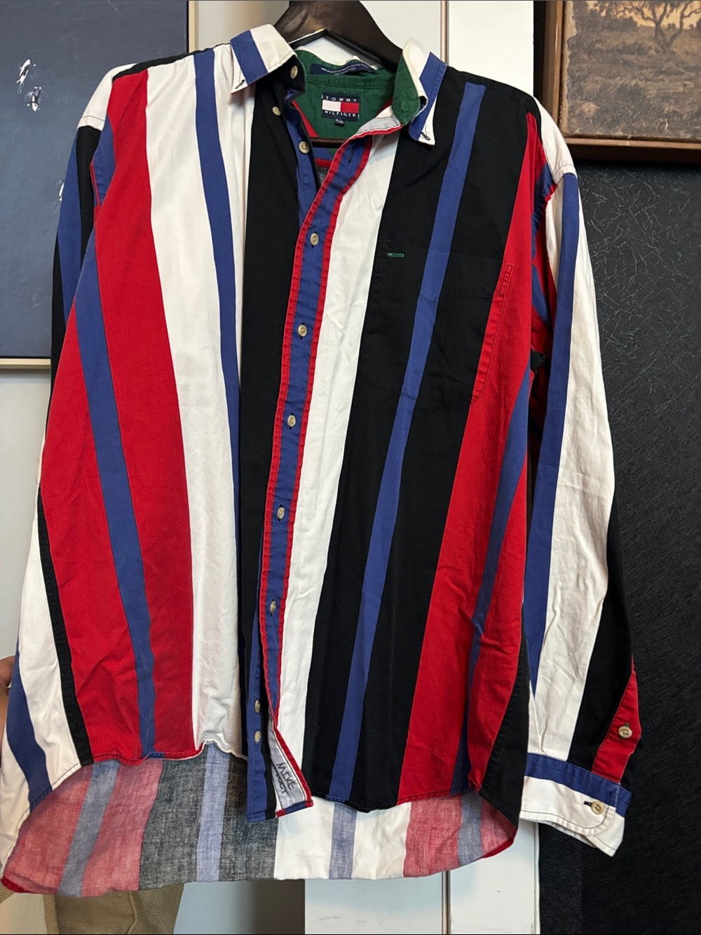 Tommy Hilfiger Men’s Striped Button-Up Shirt in Red, White & Blue